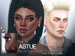 Pralinesims Nose Piercing For The Left Or Right Side 5 Colors All Genders Wear Them On Their Own Or Both Together Sims 4 Piercings Sims Sims 4 Cc Skin