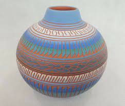 Vintage Navajo Art Vase Hand Etched Pottery Artist Signed Michuil Chanlu 