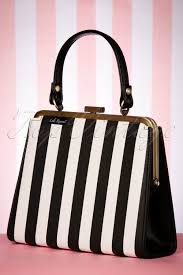 Black And White Striped Purse With Red Bow 50s Inez Heritage Handbag In Black And White In 2020 Handbag Striped Handbag Fashion Handbags