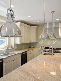 White Transitional Kitchen With Industrial Pendant Lighting Hgtv