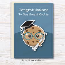 printable cute graduation card smart cookie congratulations etsy