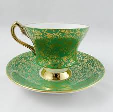 Noritake green hill pattern tea cup trio, floral tea cup saucer dessert plate. Windsor Green Tea Cup And Saucer With Flowers And Gold Chintz Vintage Cup And Saucer English Bone China Green Tea Cups Tea Cups Tea