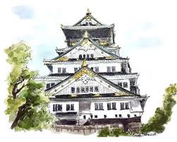 Hand sketch illustration of world famous landmark collection. Osaka Castle Watercolor Painting Japan Art Print Etsy In 2021 Watercolor Paintings Japan Art Italy Art Print