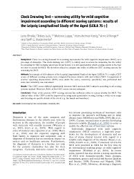 •note the 3 point scoring system. Pdf Clock Drawing Test Screening Utility For Mild Cognitive Impairment According To Different Scoring Systems Results Of The Leipzig Longitudinal Study Of The Aged Leila 75 Arno Villringer Academia Edu