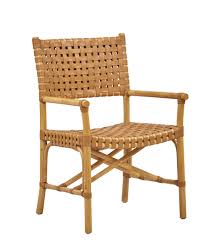 Malibu Arm Chair Pole Rattan With Woven Leather Seat Back And Wraps Shown In Natural Saddle Rattan Armchair Side Chairs Dining Wicker Dining Chairs