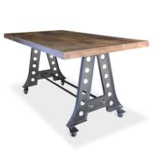 Trestle counter height table base frames. Industrial Iron Beam Pub Gathering Table Or Island Casters Hardwood Top Rustic Deco Incorporated