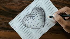3d Heart On Line Paper Trick Art Drawing 3d Drawing Tutorial 3d Drawings 3d Art Drawing