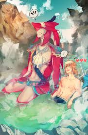 I love this game and am glad i could finally play it myself #sidon #fanart #procreate #legendofzelda #botwfanart #botw. All The Arts Sidon And Link Enjoying A Hot Spring Soak W