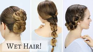 7 Quick Easy Wet Hairstyles That Aren T Damaging To Your Hair Videos Hair Styles Hair Tutorials Easy Long Hair Styles