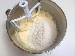 Flour Being Added Into The Egg Sugar And Butter Mixture In The Mixing Bowl Cooking Recipes Desserts Cheese Cookies Dessert Recipes
