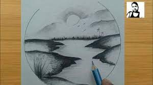 How To Draw Beautiful River Site Scenery Drawing / Simple Scenery For  Beginners Step By Step - Youtube