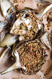 Baked Artichokes With Hazelnuts And Olive Pesto Creative In My Kitchen Recipe Baked Artichoke Olive Pesto Pesto