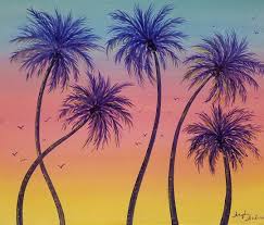 Waves palm trees sun drawing. Free Acrylic Tutorial Summer Sunset Palm Trees Painting On Youtube By Angela Anderson Palmtrees Socal S Palm Trees Painting Sunset Painting Palm Tree Sunset