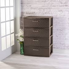 The 3 drawer weave tower is the ideal decorative solution for visible storage needs. Sterilite Plastic 4 Drawer Wide Weave Tower Espresso Walmart Com Walmart Com