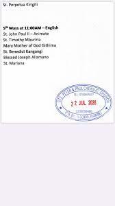 St peter and paul catholic church kiambu mass schedule. Sunday Schedule For Sts Peter And Paul Kiambu Parish Facebook