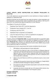 After 1957, domestic immigration law and policy went through major changes, most notably with the immigration act 1959/63. Latest Update Entry Restrictions On Foreign Travellers To Malaysia News From Mission Portal