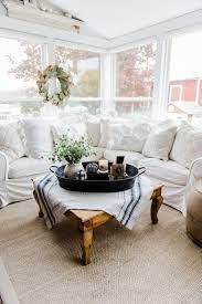 Rich dark brown wicker weave allows for various combinations and configurations. A Farmhouse Style Coffee Table In The Sunroom Liz Marie Blog