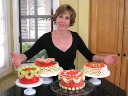 With spatula, smear pale green lines to create the look of watermelon skin. Watermelon Cakes And Cancer Nita S Fruit And Vegetable Carving Videos