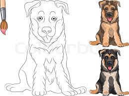 Our german shepherd coloring pages can help you dream. Vector Coloring Book Of Smiling Puppy Stock Vector Colourbox