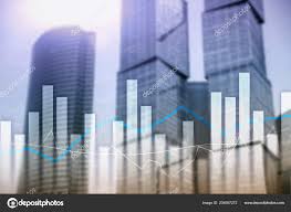 Financial Graphs Charts Blurred Business Center Background