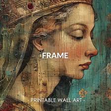 Printable Medieval Woman Print, Renaissance Queen Painting, Middle Age Lady  Wall Art, Digital Download