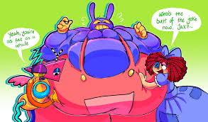 277891 - suggestive, artist:mintsinshq, jax (the amazing digital circus),  ragatha (the amazing digital circus), zooble (the amazing digital circus),  ambiguous species, animate doll, animate object, fictional species, hybrid,  lagomorph, leporid, mammal ...