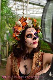 Hawkmoth Harvest Day Of The Dead Crown Dia De Los Muertos Whimsical Fall Wisteria Flowers Monarch Butterfly Sugarskull Day Of The Dead Harvest Day Headdress