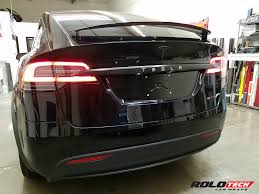 Tesla Model X And Model S Chrome Blackout In Satin Black Vinyl Rolotech Car Wraps