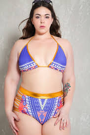 Sexy Purple Gold Tribal Print Strappy Plus Size Two Piece Swimsuit