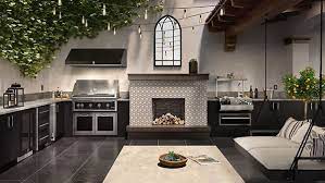 The kitchen is complete with high end outdoor cabinets and appliances. Outdoor Kitchen Ideas Inspiration Bbqguys
