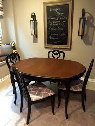 French Provincial Dining Table And Chairs Painted With General Finishes Lamp Black Dining Room Table Makeover Diy Dining Room Table Dining Table Black