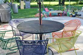 Elecwish 2pcs outdoor chairs patio retro bistro cast aluminum dining seat garden. How To Paint Metal Lawn Furniture Refresh Living