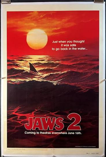 JAWS 2, Original Teaser Linen Backed Vintage Movie Poster - Original  Vintage Movie Posters