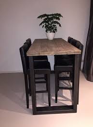 hoge tafel bartafel eefje stalen u poten balken 80cm breed hillshome eiken meubelen steigerhouten meubels stalen meubels painting the past hoge tafel bartafel woonkamer decoraties