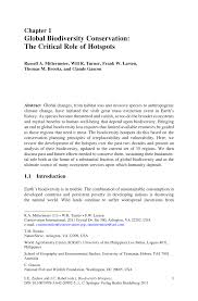 Pdf Global Biodiversity Conservation The Critical Role Of Hotspots