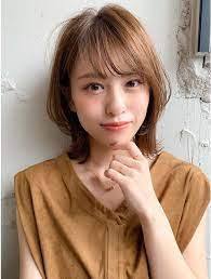 大人かわいい小顔伸ばしかけふわミディブランジュ斜めバング桐山 l048623603 ディディ 表参道 dydi のヘアカタログ ホットペッパービューティー ミディアムボブのヘアスタイル レイヤーカットヘア ヘア