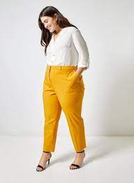 Dp Curve Yellow Elastic Back Ankle Grazer Trousers Plus Size Clothing Clothing Dorothy Perkins United State Plus Size Women Plus Size Outfits Plus Size