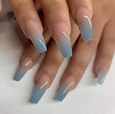 They were easy to apply and when i messed up on one, they were easy to remove to reapply. Light Blue Ombre Acrylic Nails Novocom Top