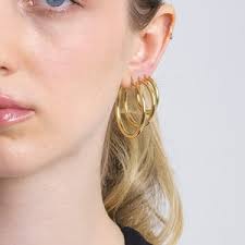 Orecchini a cerchio lucidi semplici da 3 mm X 25 mm da 1" VERO oro giallo  10K di alta qualità