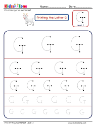 letter g tracing worksheet different sizes kidzezone