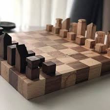 Modern Wood Chess Set Ambrosia Maple Walnut 1 1 4 Inches Etsy In 2020 Wood Chess Set Wood Chess Chess Set