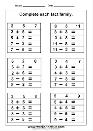 Fact Family Complete Each Fact Family 2 Worksheets