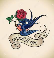 Can't recommend new hope enough. Old School Styled Swallow With Banner New Hope And Rose Tattoo Design