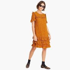 Ruffle Dress In Printed Crinkle Chiffon Women S Dresses Ruffled Dress Women Dresses Chiffon Ruffle Dress