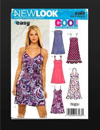 Slip Halter Summer Dress Pattern New Look 6469 Easy Sew Empire High Waist Strapless Sleeveles Summer Dress Patterns Halter Dress Summer New Look Dress Patterns