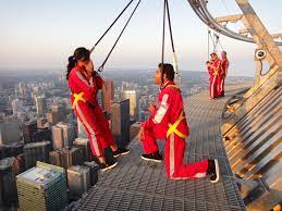 The cn tower rises to a breathtaking height above downtown toronto providing visitors with spectacular views of the city for miles around. Cn Tower Edgewalk Proposal Love Breathtaking Toronto Unique Proposal Engagement Torontoproposal Cntower Edgewa Wedding Inspiration Cn Tower Engagement