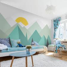 Hand Painted Mint Green Geometric Nursery Children Wallpaper Etsy Kids Room Wallpaper Kid Room Decor Room Wallpaper