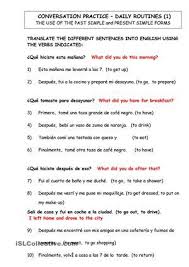 Dialy Routines Translate From Spanish To English Spanish English Learning Sight Words Spanish