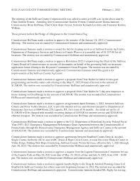 SULLIVAN COUNTY COMMISSIONERS' MEETING February 1, 2022 The meeting of the  Sullivan County Commissioners was called to order a