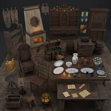 Intended for game, video, background use. Medieval Dining Room 3d Model Turbosquid 1686110